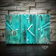 Бирюзовое панно для стен Creative Wood Часы 11